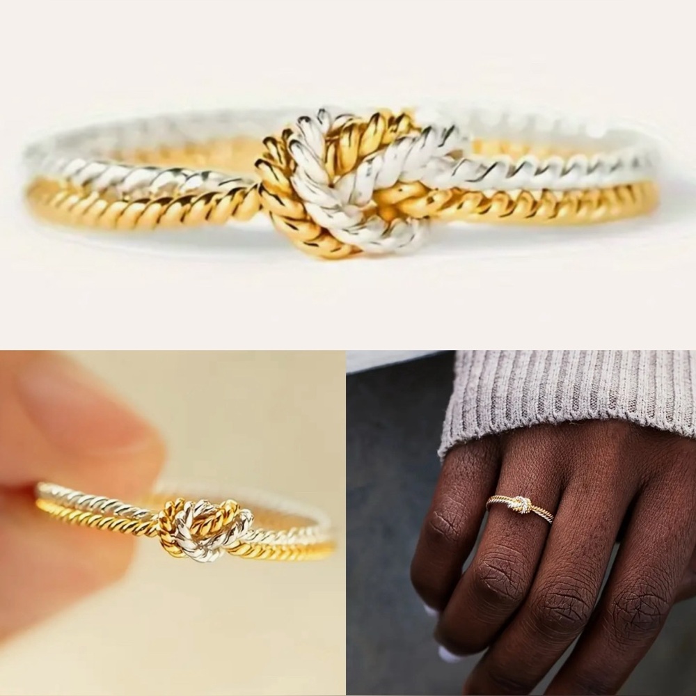 NEW Two Tone Knot Rope Ring Size 8